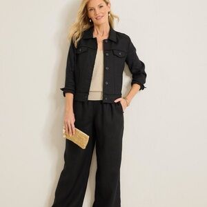 Tommy Bahama Two Palms Linen Raw Edge Jacket Black XL Like New